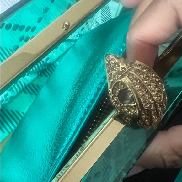 Kurt Geiger Elegant Teal Crystal-Embellished Clutch - Picture 6 of 11